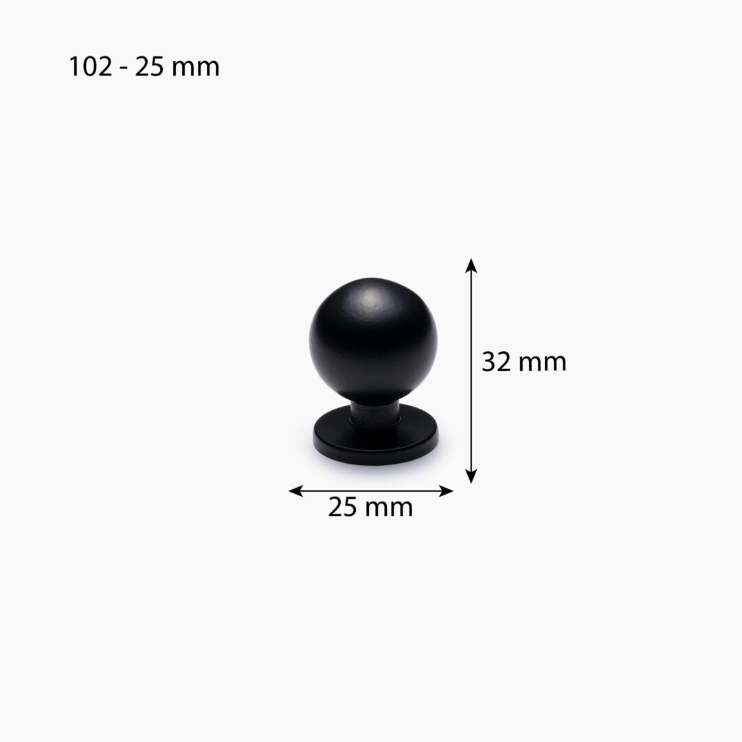 102 matt svart 25 mm mått